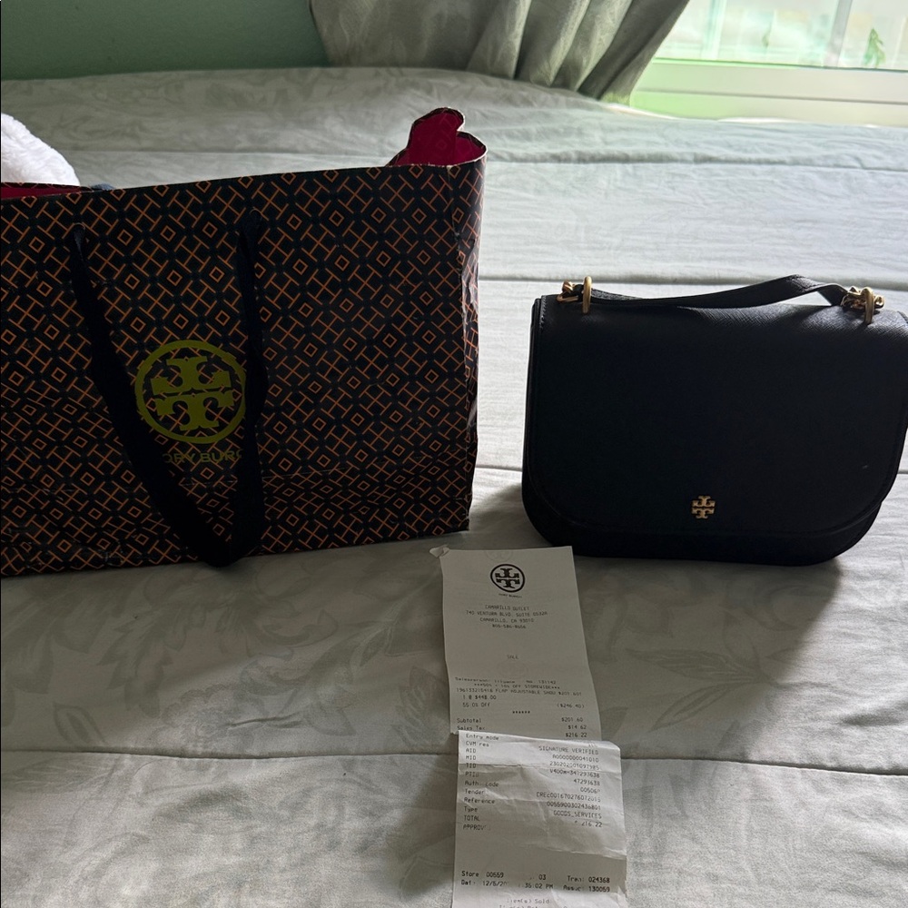 Tory Burch Black Crossbody Bag with Gold Details